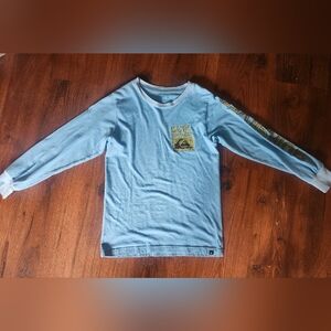 Quiksilver Blue Long Sleeve Tee Casual Cotton Boy's Size Medium